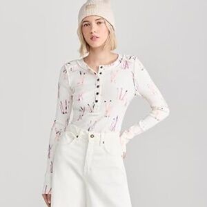 Free People White Long Sleeve Tee